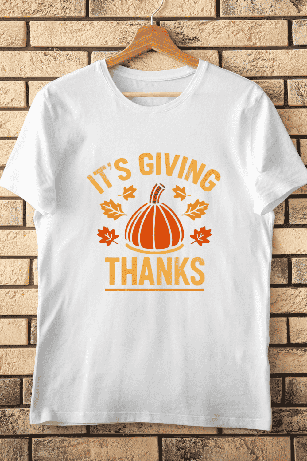 It's Giving Thanks Festive Fall Pumpkin T-Shirt Design pinterest preview image.
