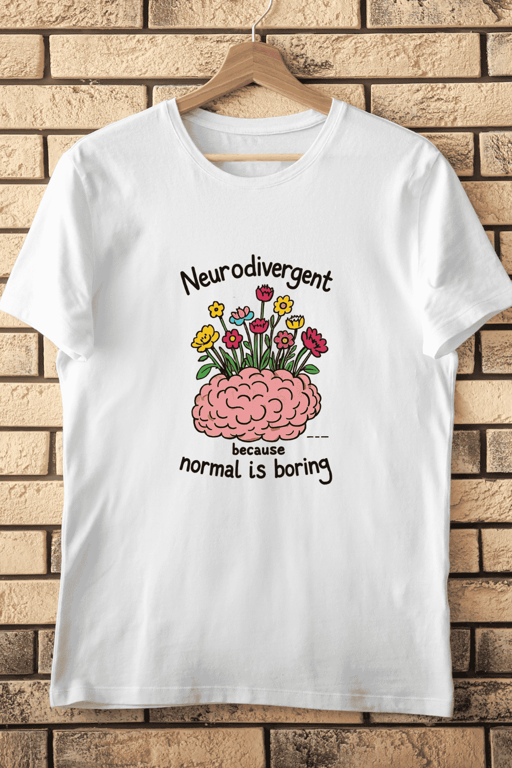 Blooming Brain - Neurodivergent Pride T-Shirt Design pinterest preview image.