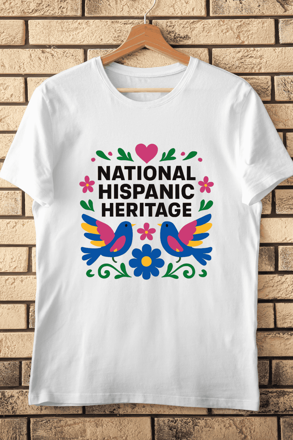 National Hispanic Heritage Folk T-Shirt Design pinterest preview image.