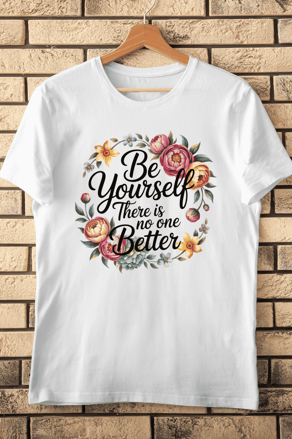 Botanical Flower Empowerment T-Shirt Design pinterest preview image.
