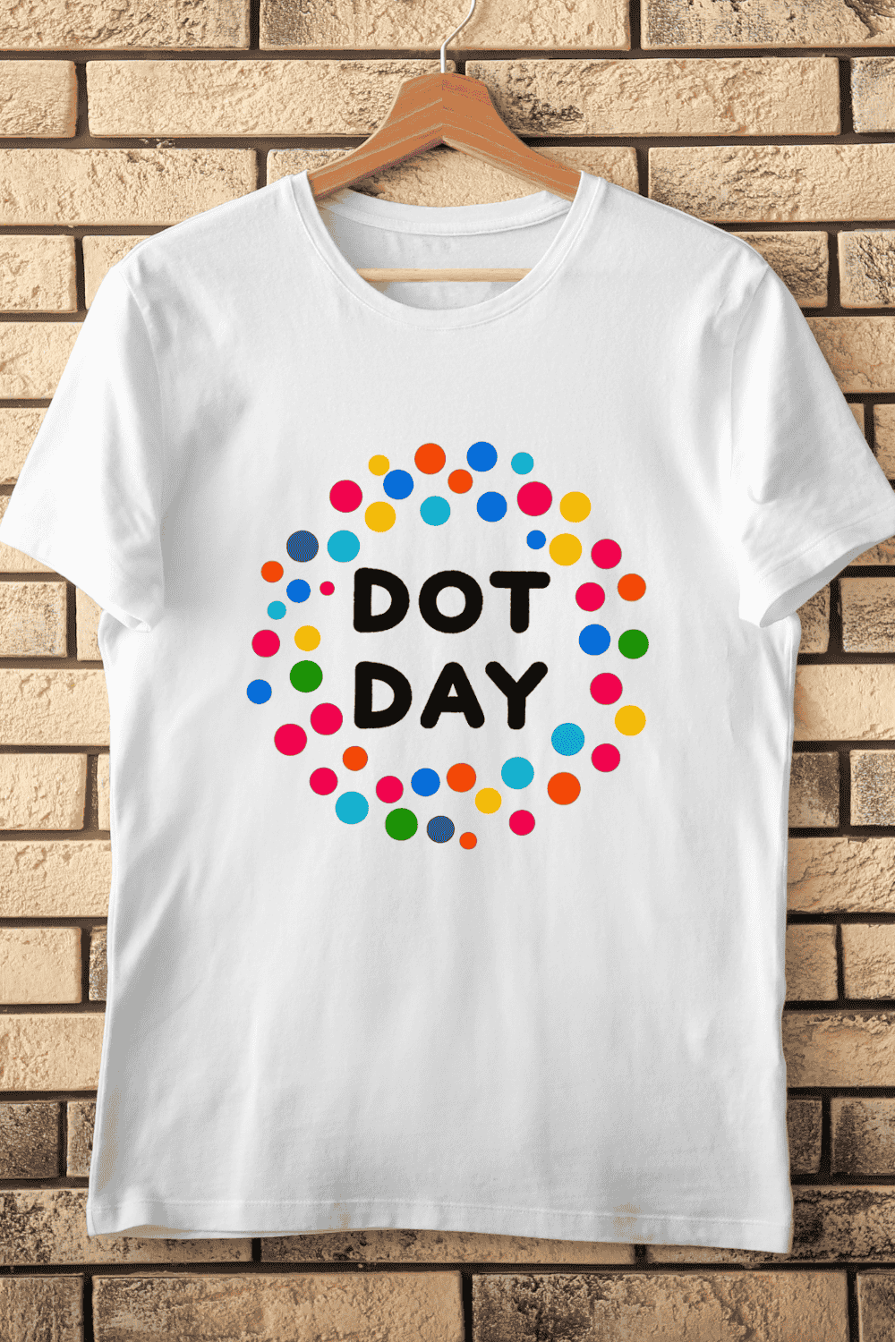 Minimalist Happy Dot Day T-Shirt Design pinterest preview image.