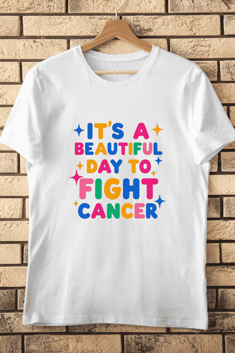 Fight Cancer Inspirational Typography T-Shirt Design pinterest preview image.
