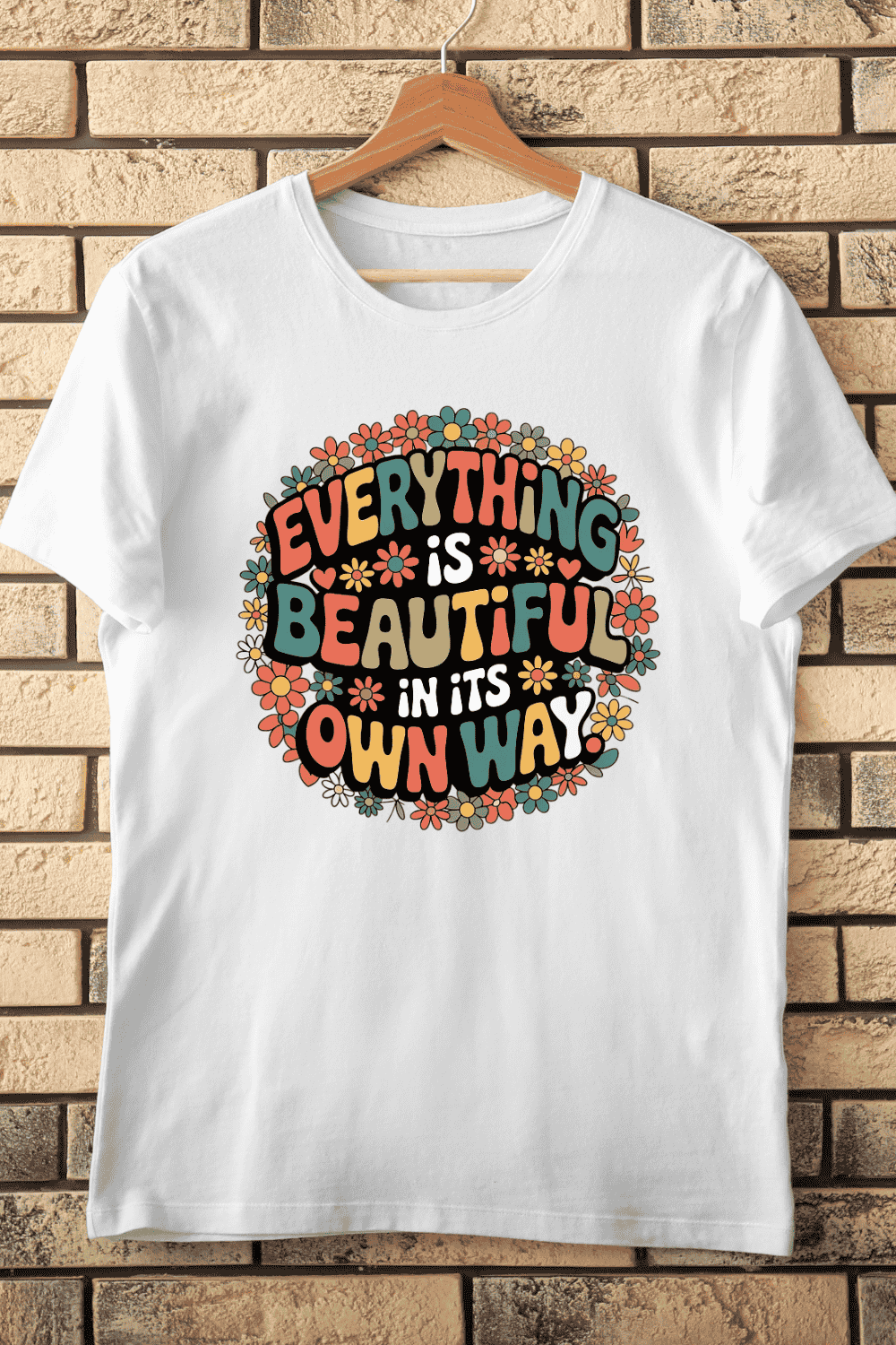 Retro Flowers Inspirational T-Shirt Design pinterest preview image.