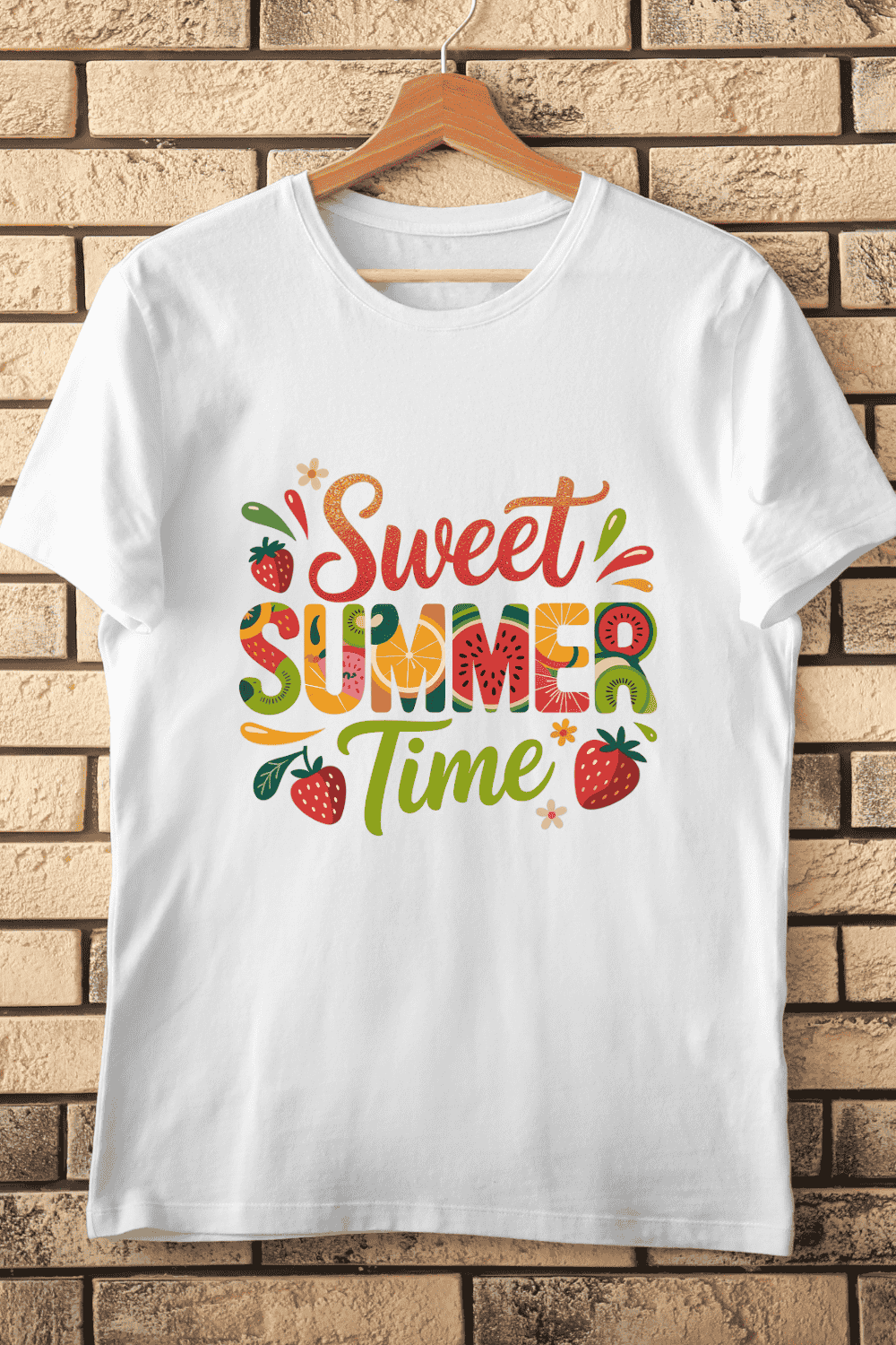 Summer Fruit Typography T-Shirt Design pinterest preview image.