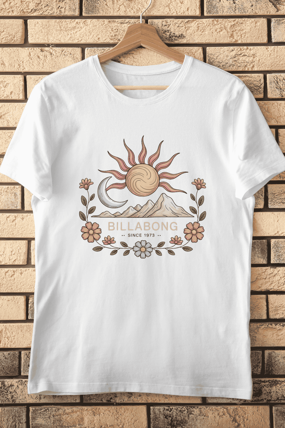 Peaceful Celestial Nature T-Shirt Design pinterest preview image.