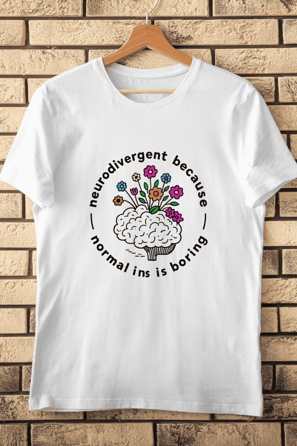 Neurodivergent Because Normal Is Boring PNG T-Shirt Design pinterest preview image.