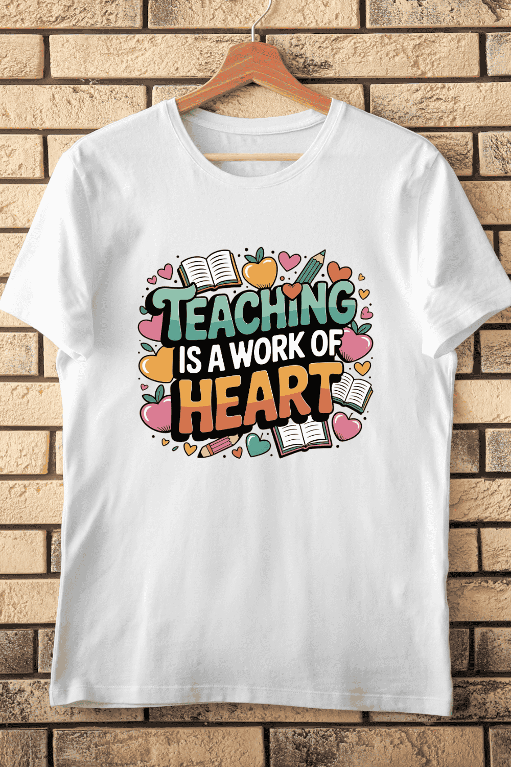 Cute Cartoon Style Teacher Inspiration T-Shirt Design pinterest preview image.