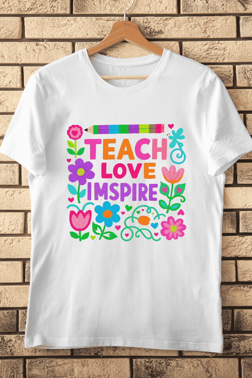 Teach Love Inspire Classroom T-Shirt Design pinterest preview image.