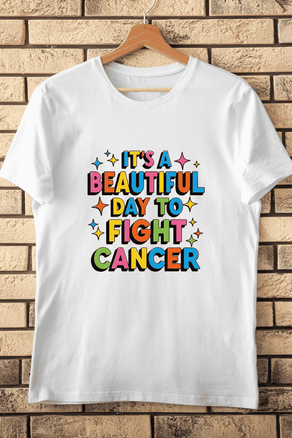 Beautiful Day to Fight Cancer Slogan T-Shirt Design pinterest preview image.