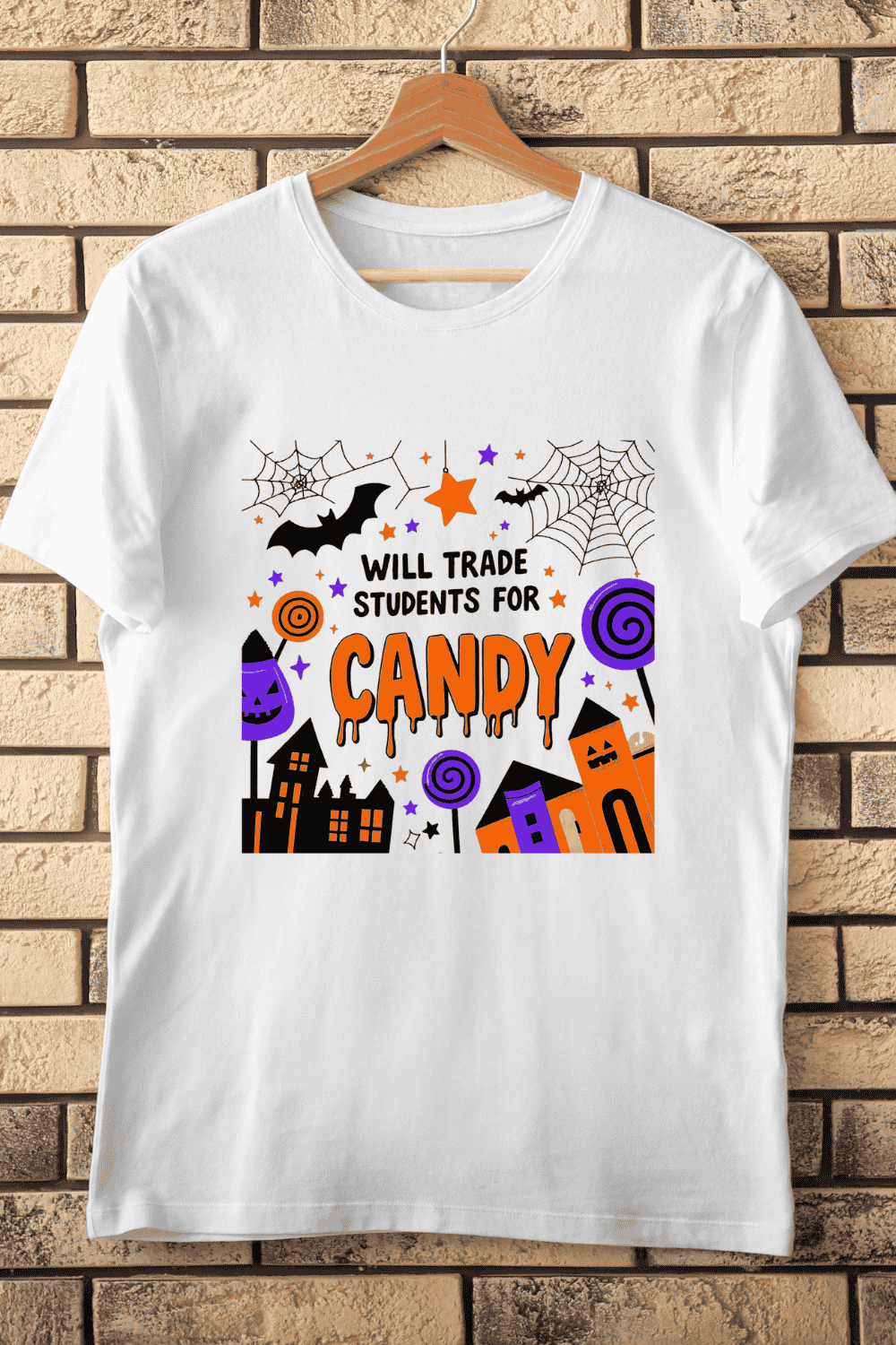 Teacher Halloween Humor T-Shirt Design pinterest preview image.
