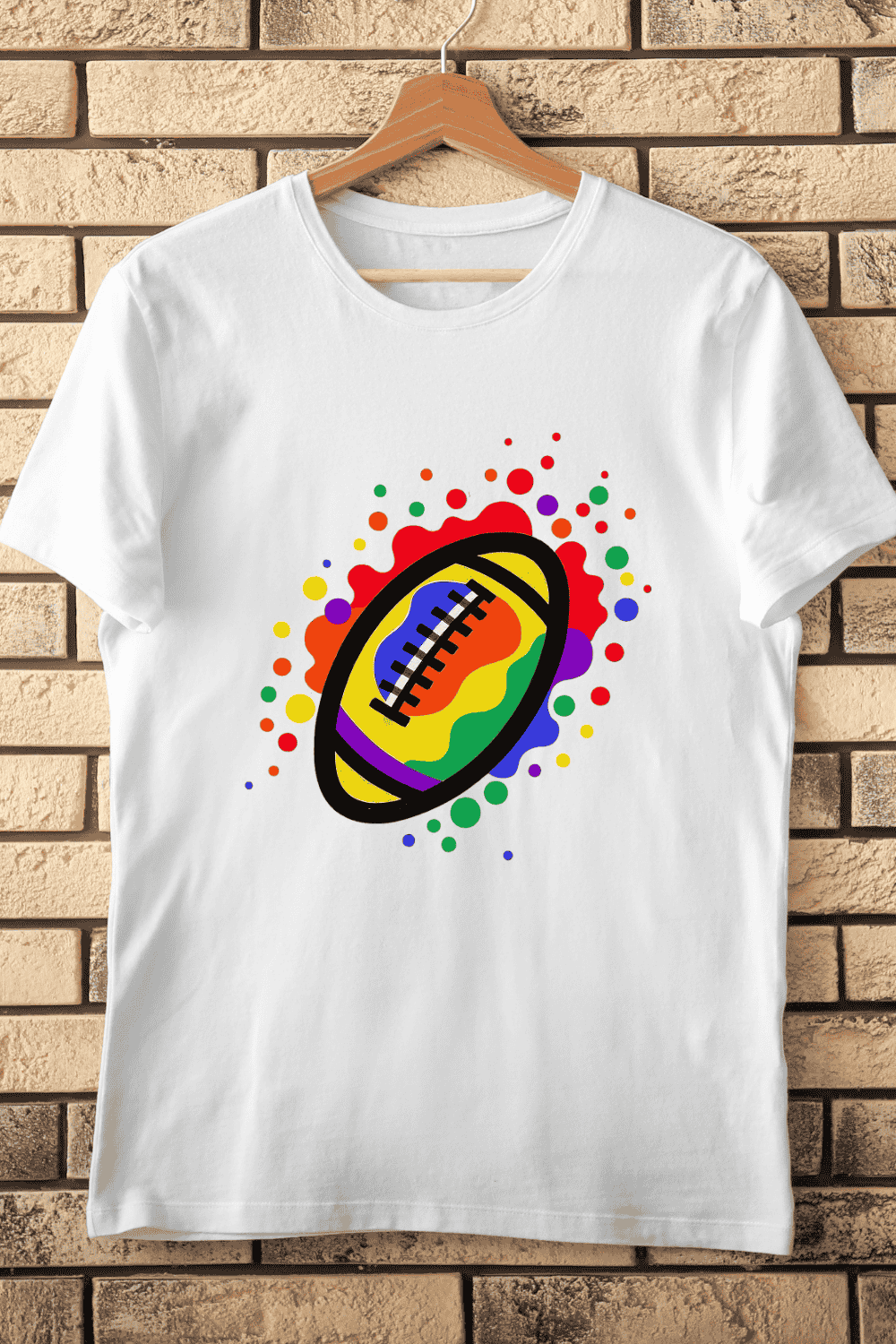 Playful Sport Ball with Bright Spots T-Shirt Design pinterest preview image.