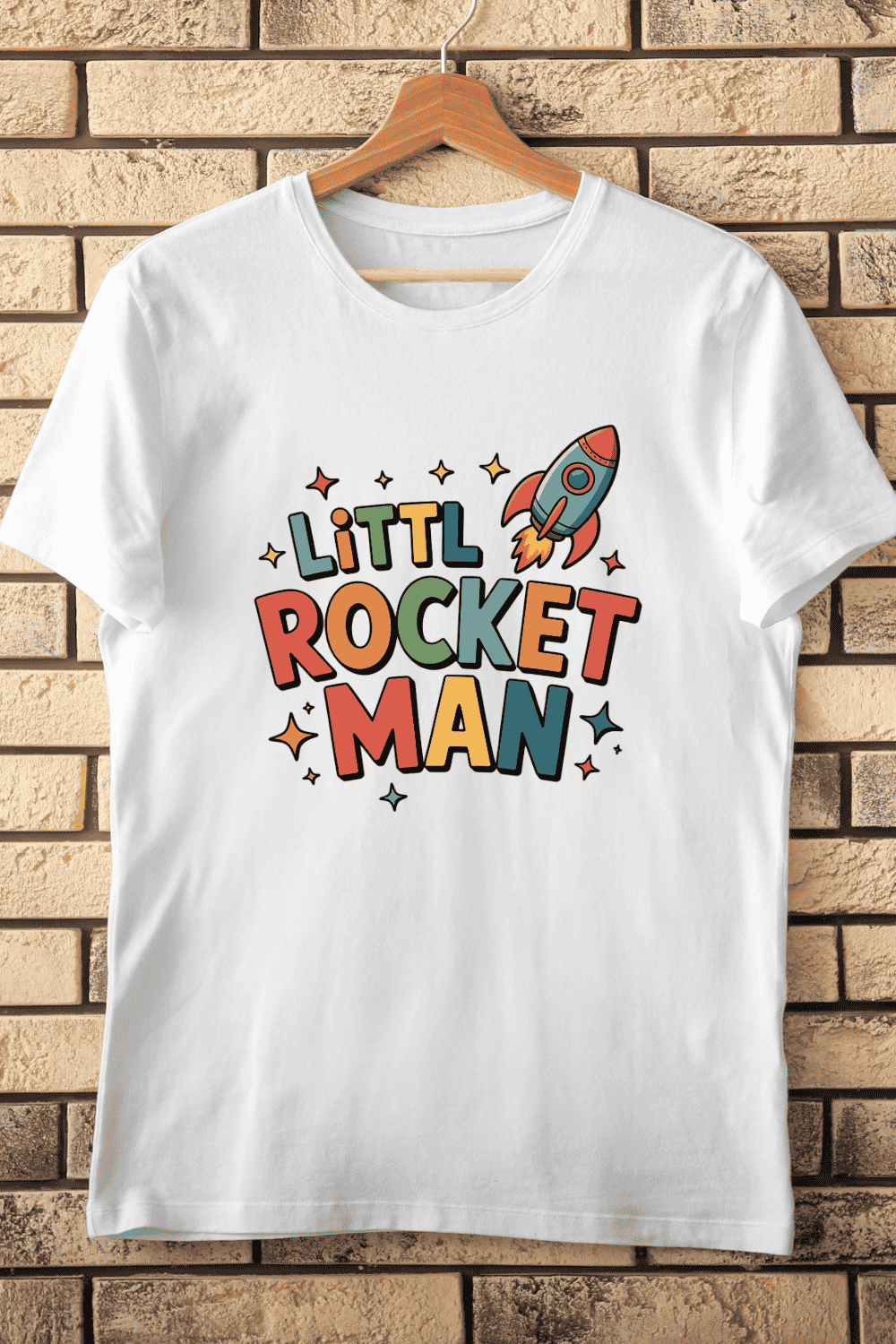 Little Rocket Man T-Shirt Design pinterest preview image.
