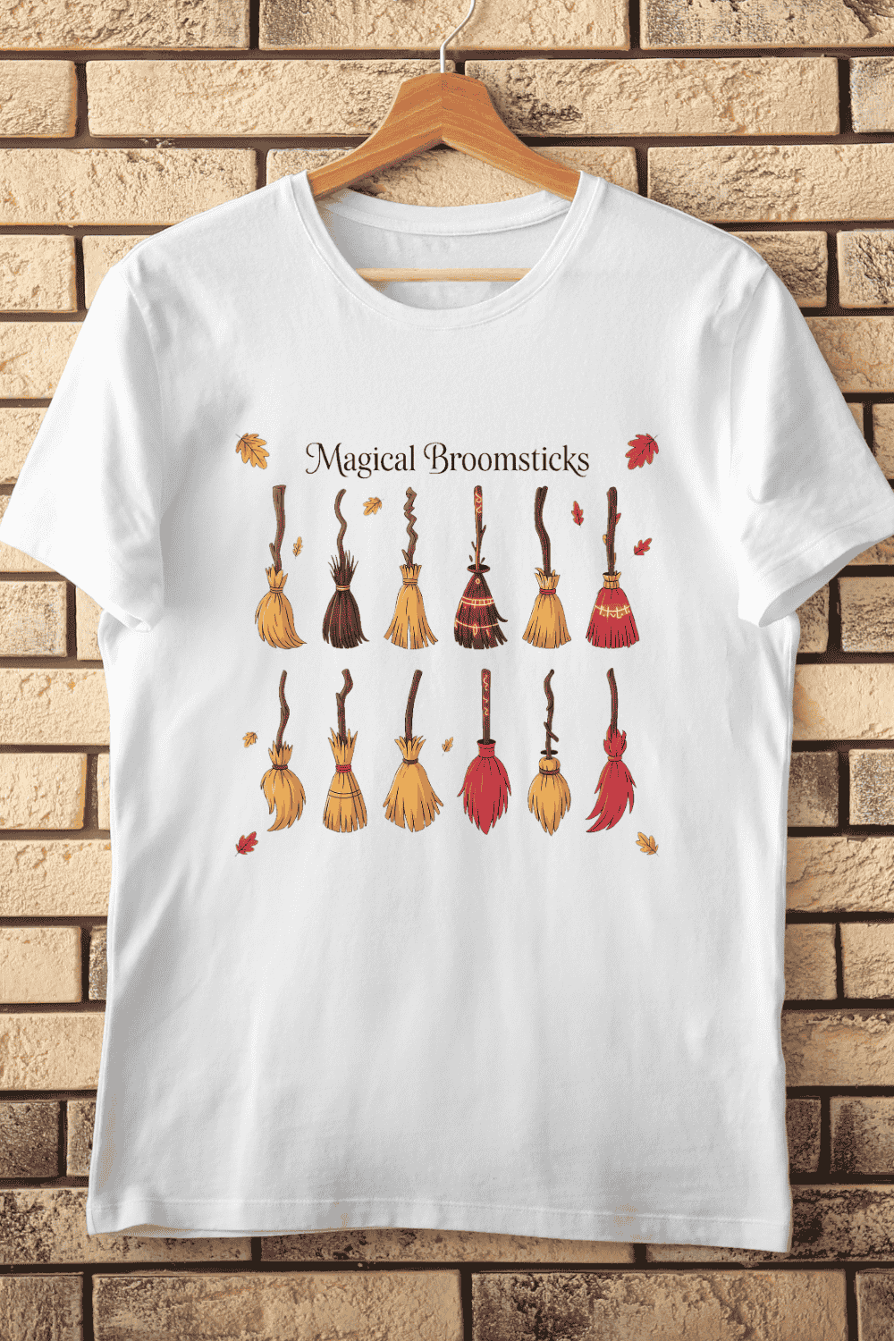 Witch Broom Collection T-Shirt Design pinterest preview image.