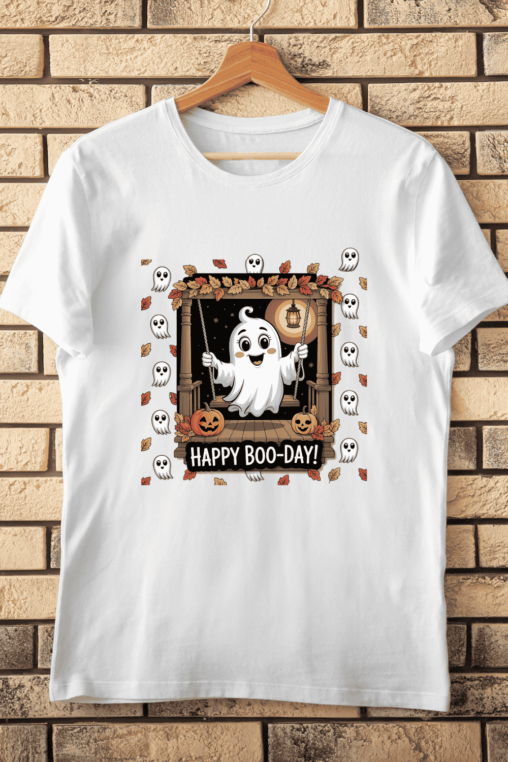Autumn Boo Day Fun T-Shirt Design pinterest preview image.