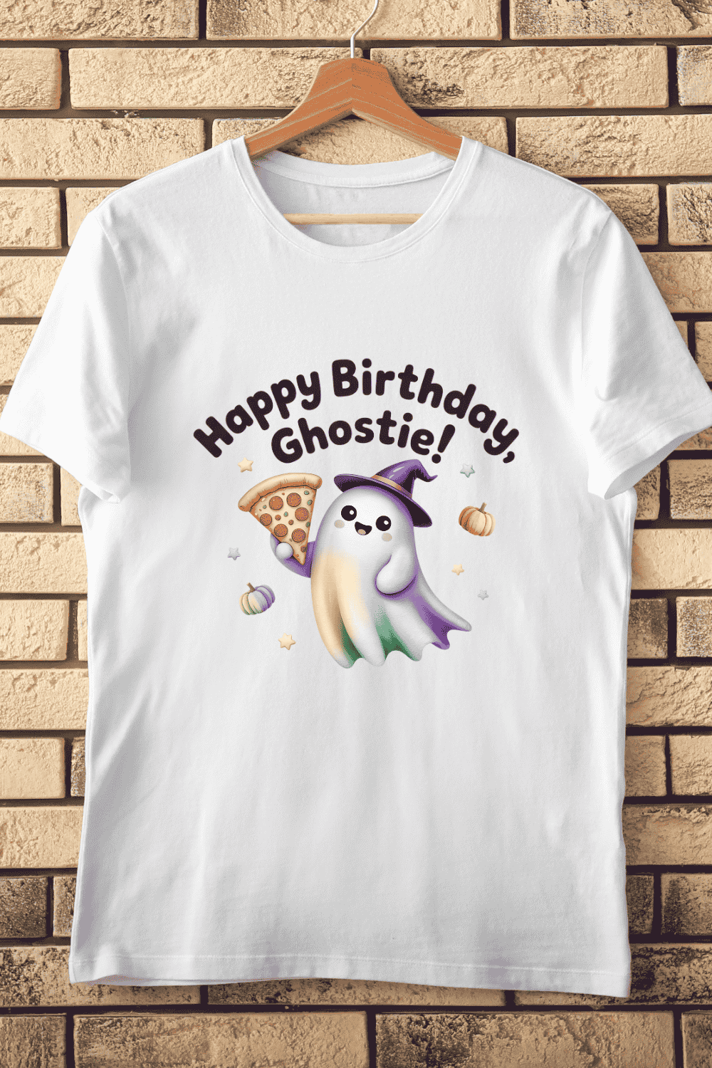 Spooky Cute Birthday Celebration T-Shirt Design pinterest preview image.