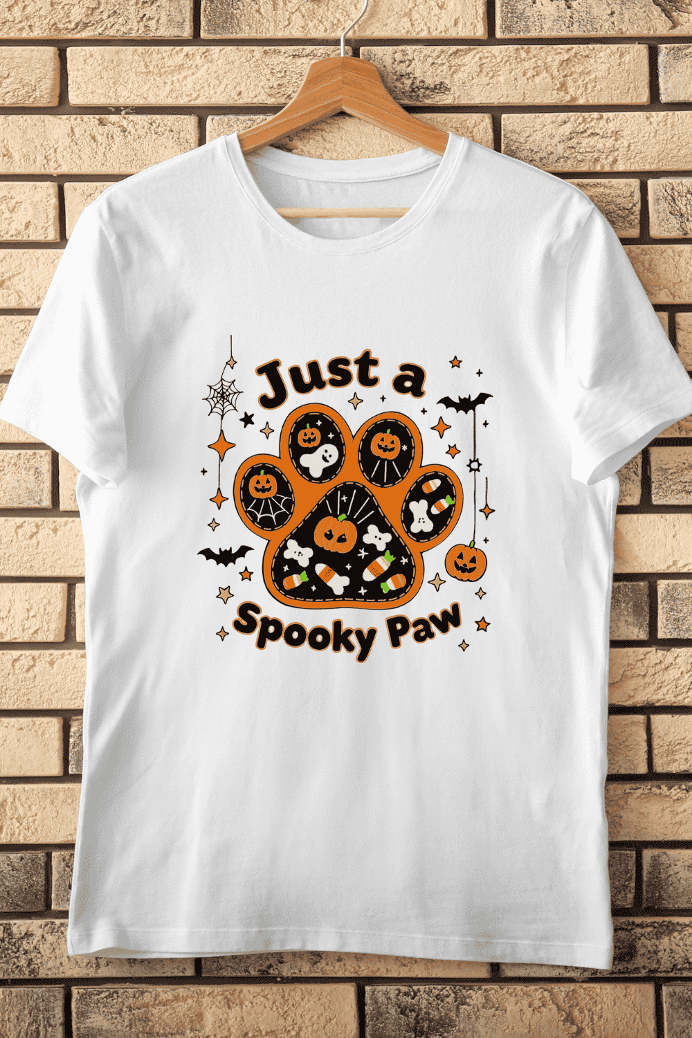 Just a Spooky Paw PNG T-Shirt Design pinterest preview image.