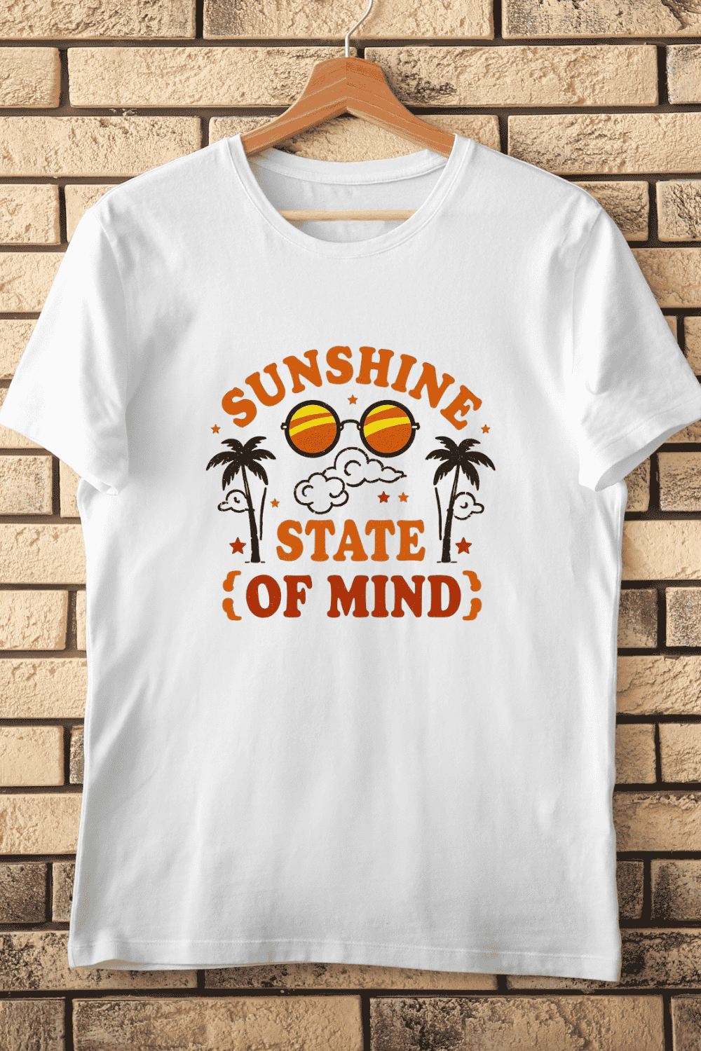 Sunshine State of Mind Retro Summer T-Shirt Design pinterest preview image.
