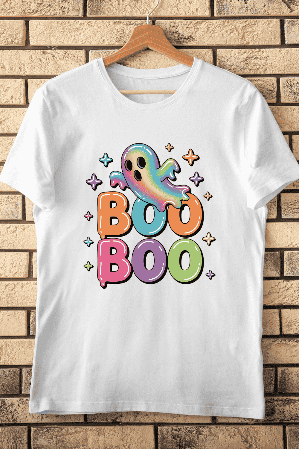 Boo Boo Rainbow Ghost T-Shirt Design pinterest preview image.