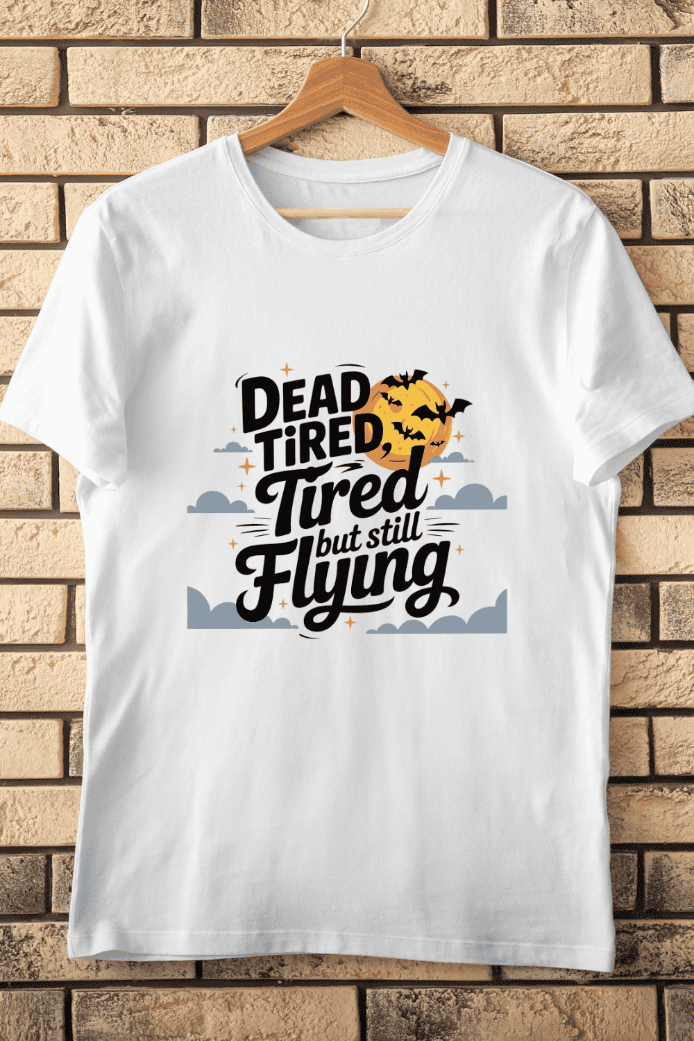 Night Sky Crescent Moon Bats T-Shirt Design pinterest preview image.