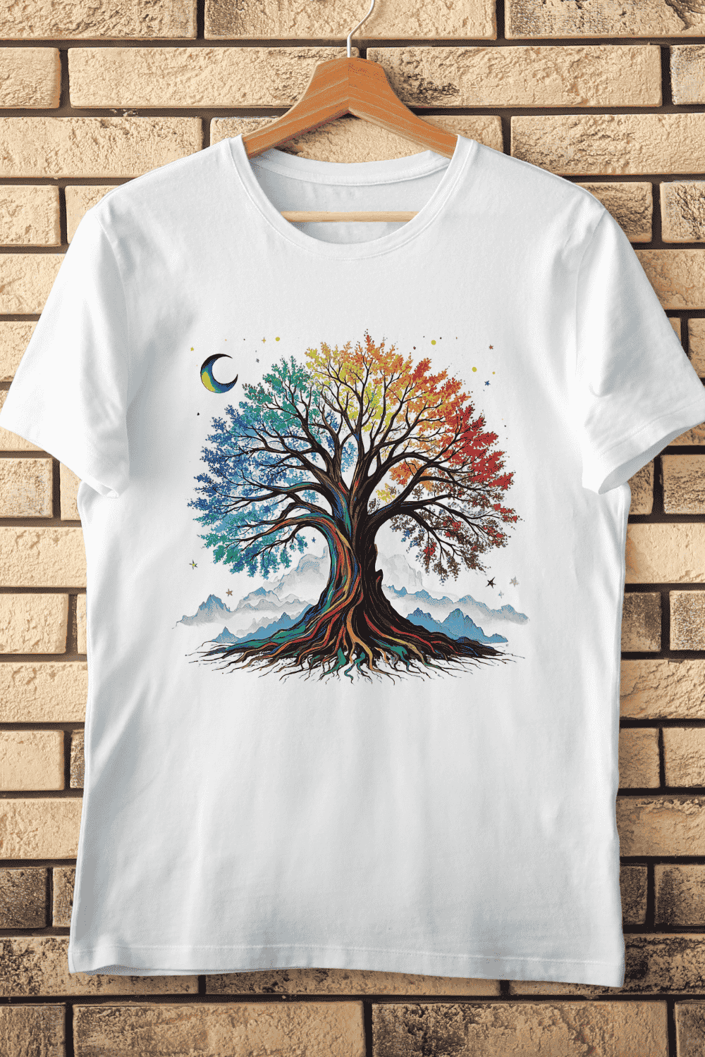 Colorful Tree of Life PNG T-Shirt Design pinterest preview image.