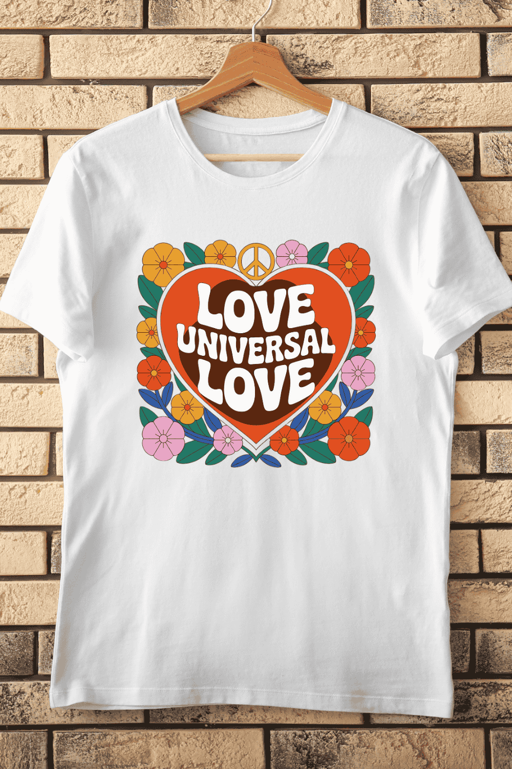 Vintage Hippie Aesthetic Love Typography T-Shirt Design pinterest preview image.