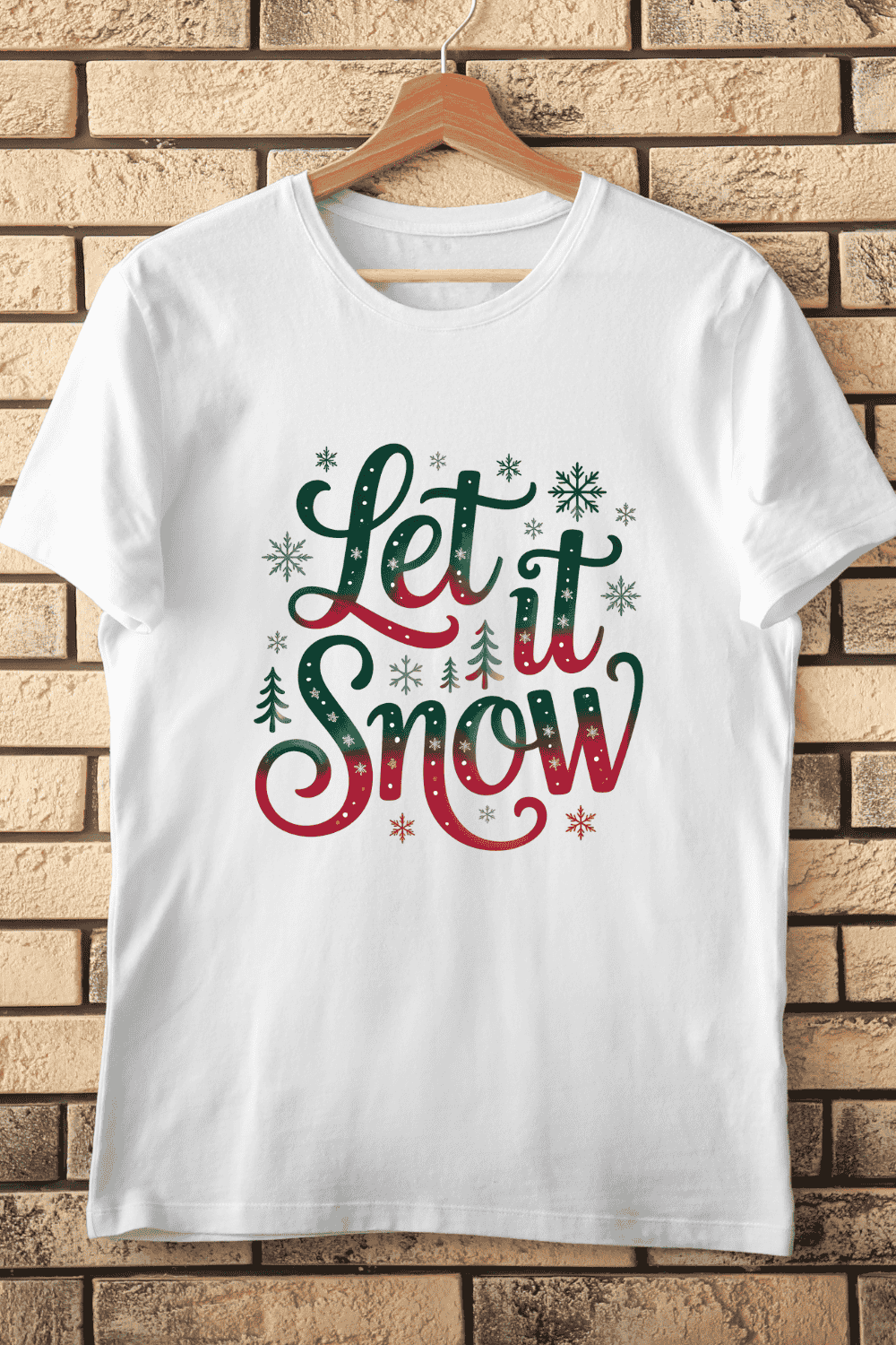 Festive Winter Snowflake T-Shirt Design pinterest preview image.