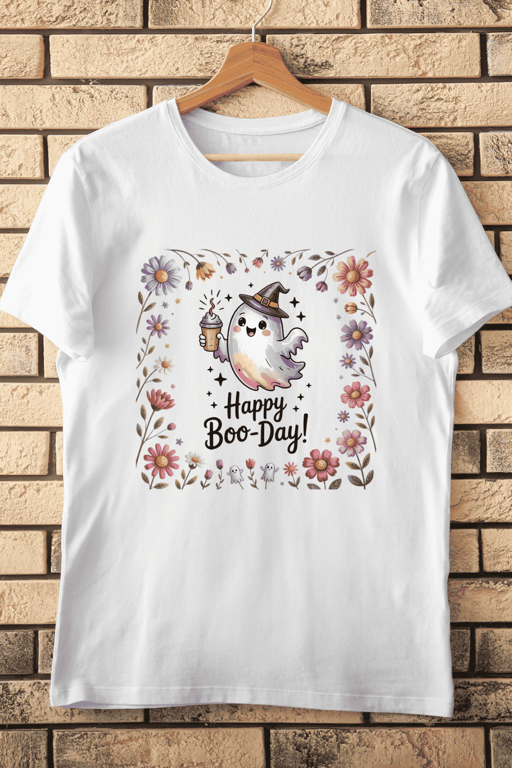 Happy Boo-Day T-Shirt Design pinterest preview image.