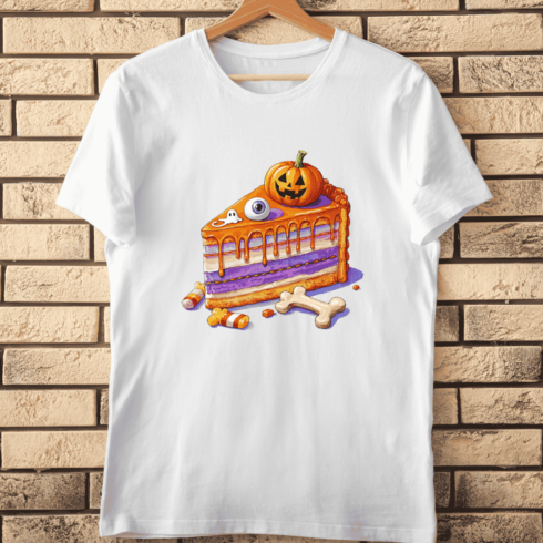Pumpkin Ghost Candy Cake T-Shirt Design cover image.