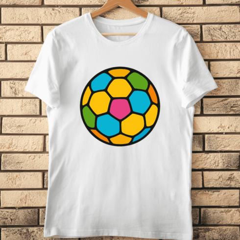 Colorful Soccer Ball Vibrant T-Shirt Design cover image.