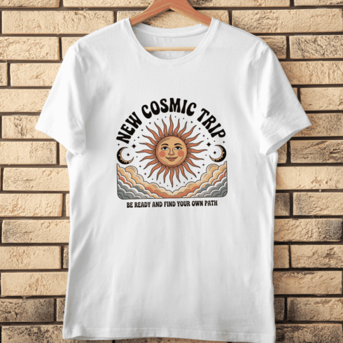 Vintage Celestial Journey T-Shirt Design cover image.