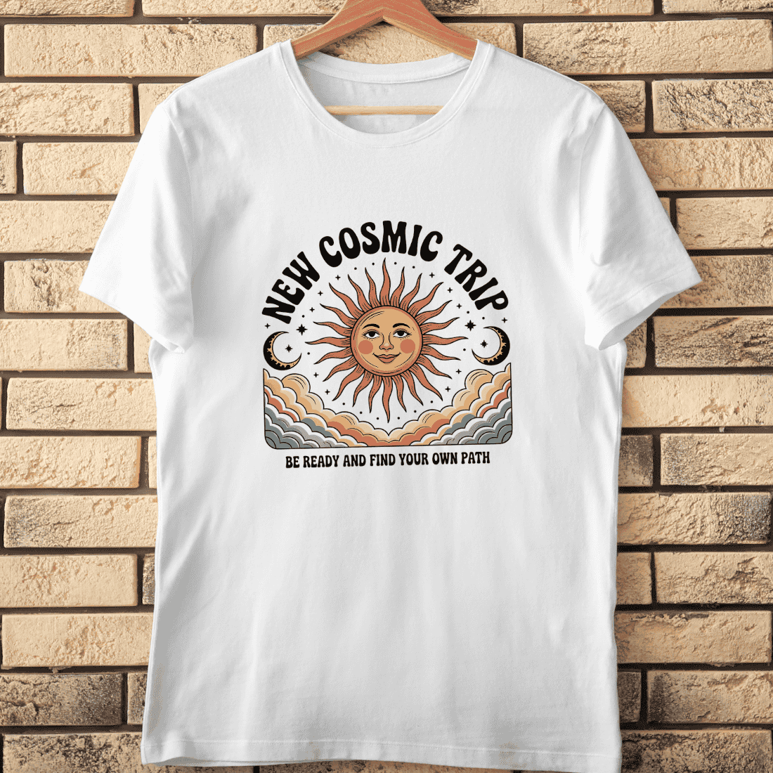 Vintage Celestial Journey T-Shirt Design cover image.