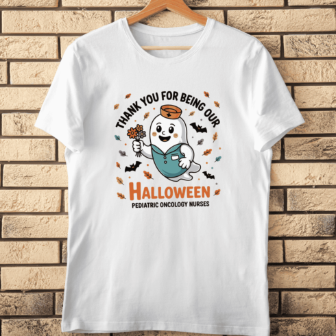 Cute Pediatric Nurse Spooky T-Shirt Design cover image.