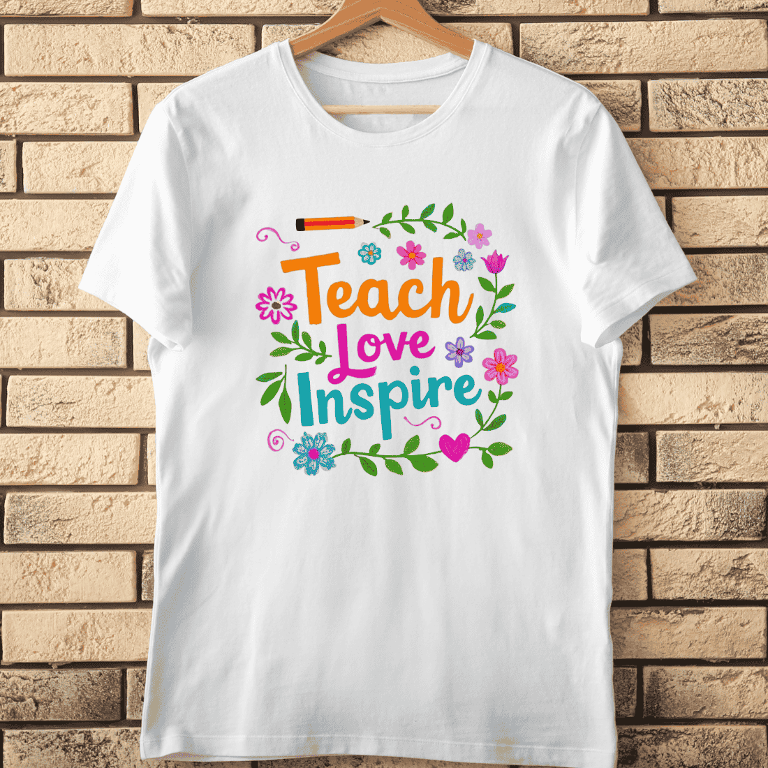 Educational Quote with Flowers and Pencil T-Shirt Design cover image.