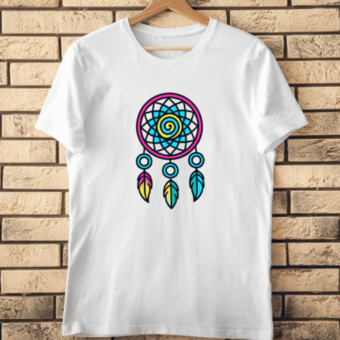 Bright Bohemian Dream Catcher T-Shirt Design cover image.