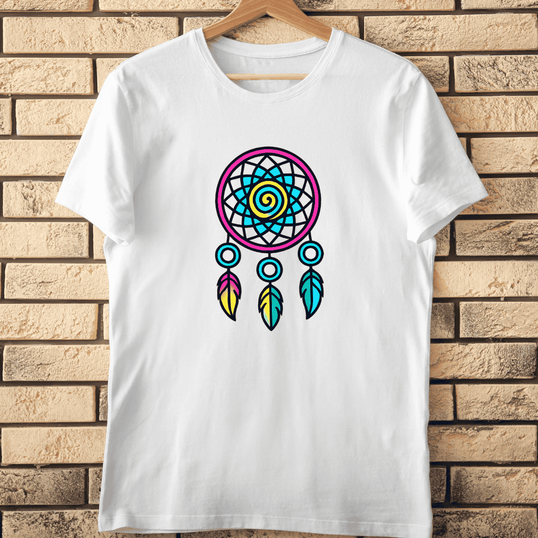 Bright Bohemian Dream Catcher T-Shirt Design cover image.