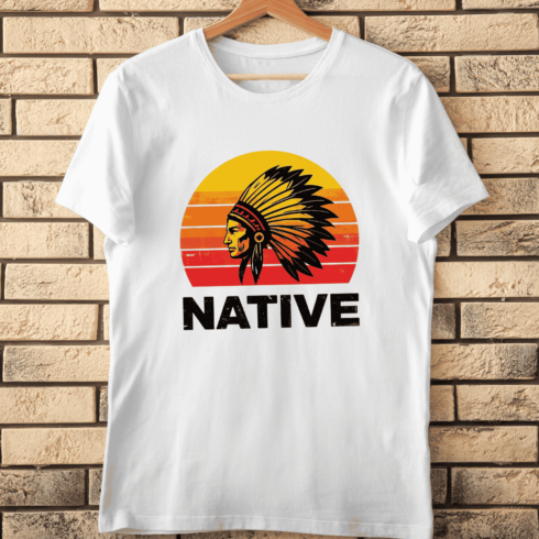 Native American Chief Sunset T-Shirt Design cover image.