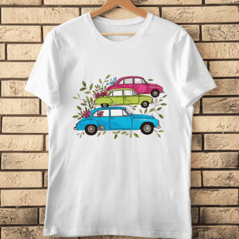 Colorful Cars T-Shirt Design cover image.