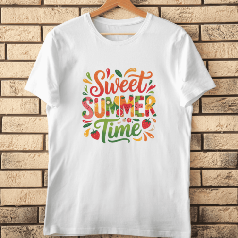 Cute Summer Vibes Text T-Shirt Design cover image.