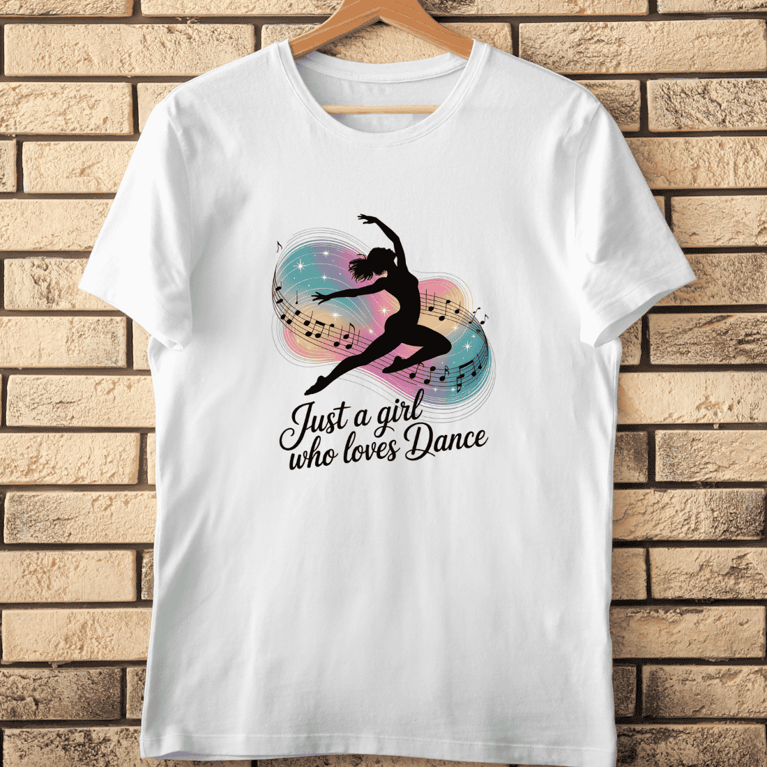 Vibrant Dancer Musical Notes T-Shirt Design cover image.