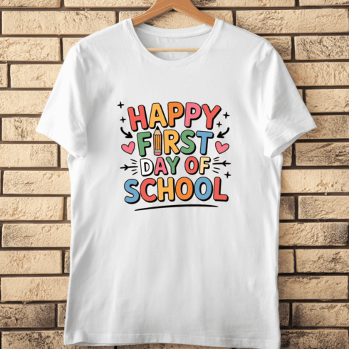 First Day of School Celebration T-Shirt Design cover image.