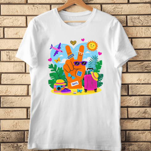 Summer Travel Peace Symbol T-Shirt Design cover image.