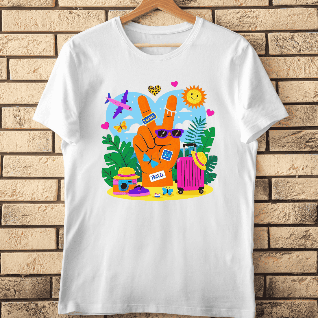Summer Travel Peace Symbol T-Shirt Design cover image.