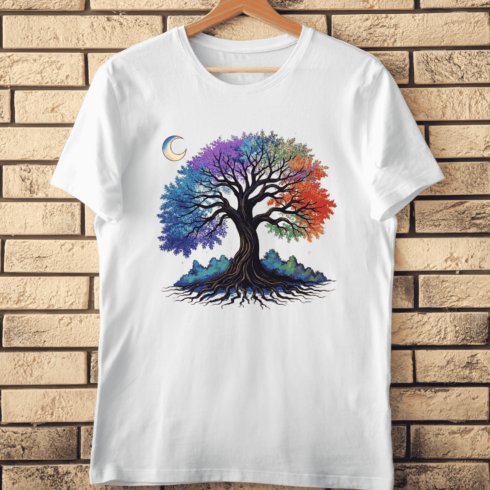 Fantasy Tree with Moon T-Shirt Design cover image.