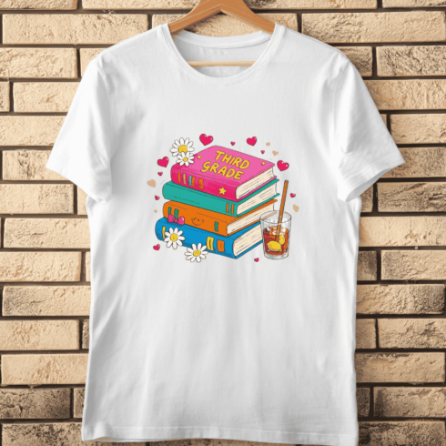 Third Grade Back to School Stack T-Shirt Design cover image.