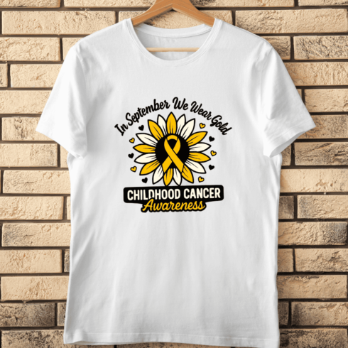 September We Wear Gold With Sunflower T-Shirt Design cover image.