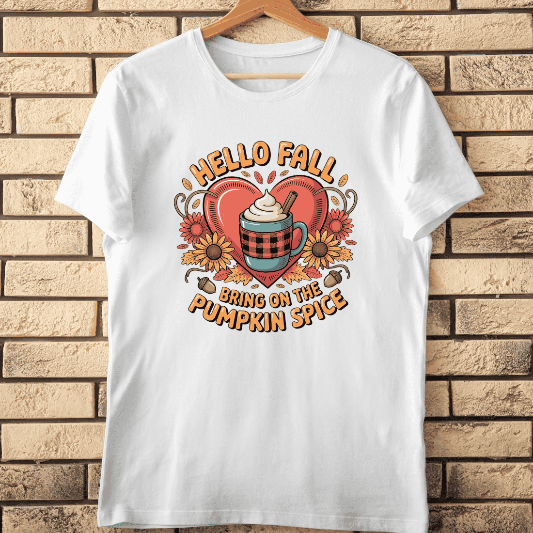 Hello Fall Pumpkin Spice Latte T-Shirt Design cover image.