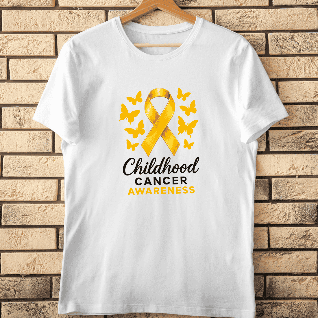 Childhood Cancer Awareness Golden Ribbon T-Shirt Design cover image.