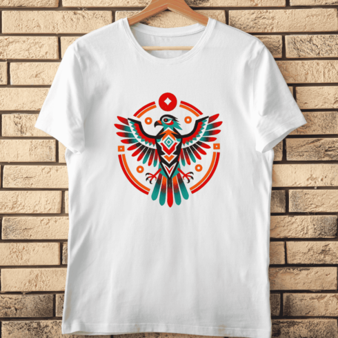 Geometric Tribal Eagle Bird T-Shirt Design cover image.