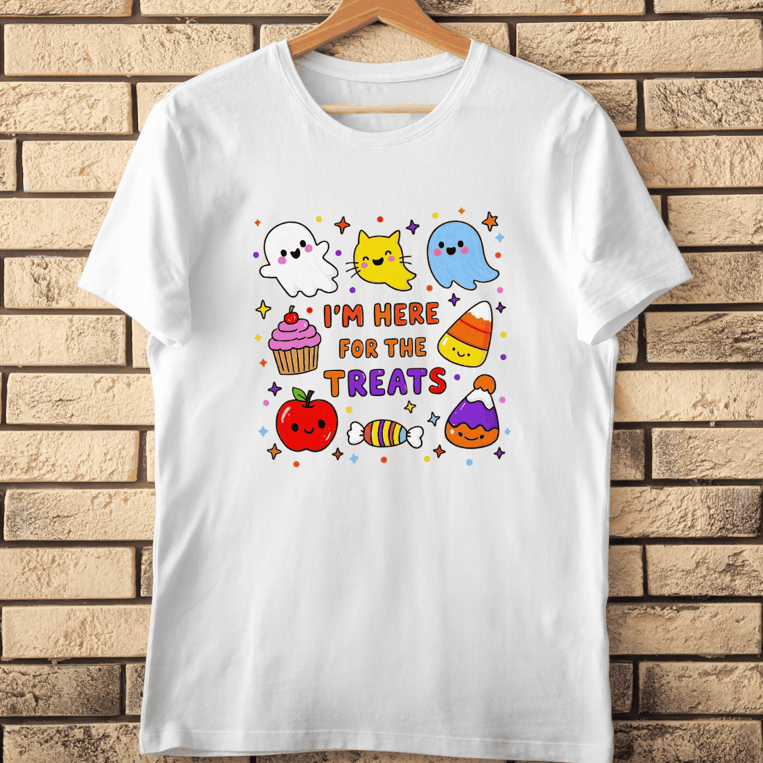 I'm Here For The Treats T-Shirt Design cover image.