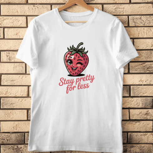 Cute Winking Strawberry PNG T-Shirt Design cover image.